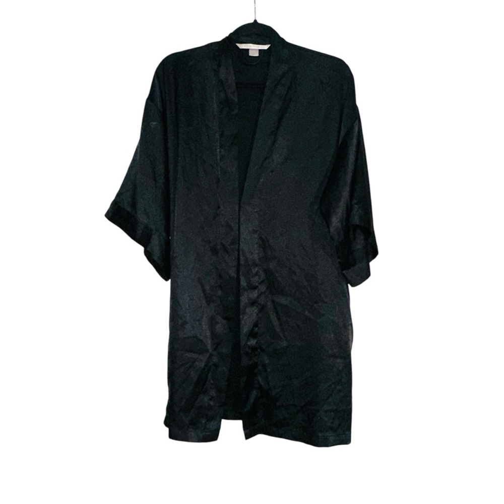 Victorias Secret Black Satin Short Length Robe S/M